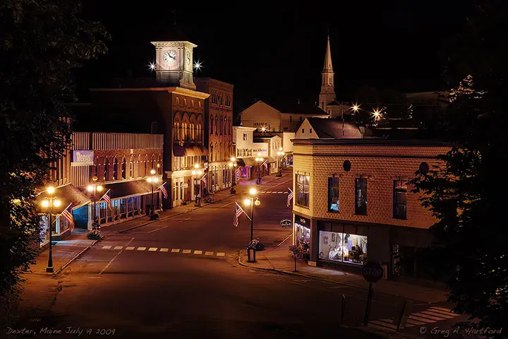 Night view of Main Street from Zions Hill